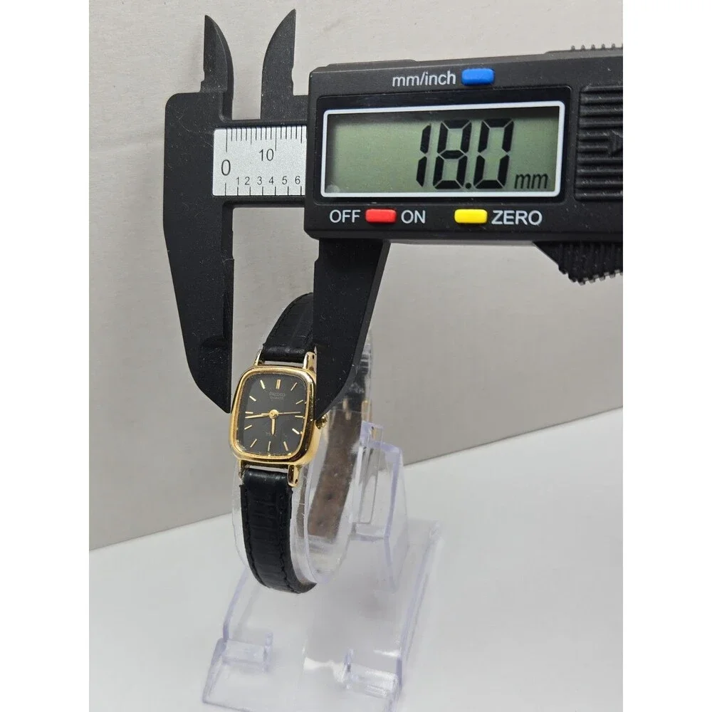 Vintage Seiko SX Tank Watch Womens Black Dial Gold Tone Japan Quartz New Battery